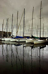 Yachts sit docked with other Sydney-to-Hobart entrants during the official launch