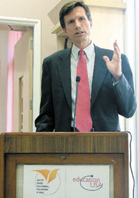 Robert Blake, Deputy Chief of Mission, US embassy, addressing the media at the launch of International Education Week in the Capital.