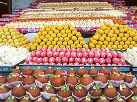  Brightly coloured mithai being sold in a shop on the Mohali-Landran road on Thursday looks tempting, but is unhealthy because of the quality of colours used in it