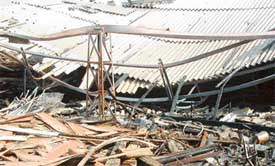 Fire rages at a plywood godown at Badh Majra village in Mohali on Friday