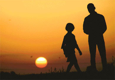 The setting sun casts a mystical spell on these passers-by who seem thoroughly smitten by nature and its enigmatic ways
