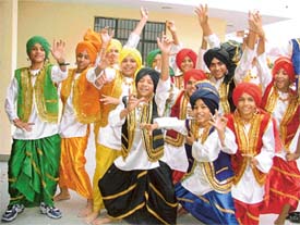 Students ready to participate in a contest organised by the Nehru Sidhant Kendra in Ludhiana on Sunday