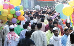 People thronging a market after the Id prayers in the Capital on Monday.