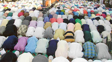 The Muslims offer namaz in Ludhiana on Monday