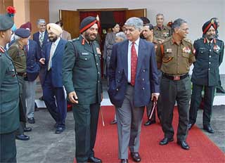 GOC-in-C, Western Command, Lieut-Gen J J Singh,  and former Army Chief, Gen V P Malik along with other officers during a seminar in Chandimandir on Tuesday. 