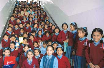 Students of DAV Senior Public School, Surajpur, during their visit to The Tribune office in Chandigarh on Tuesday. 