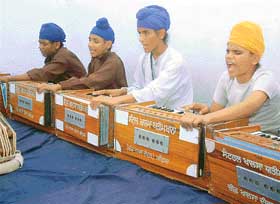 The centre runs a school for the visually challenged where music training is imparted to students 