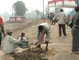 The Yamuna bank getting a makeover on the eve of Chhath Pooja in the Capital on Wednesday.