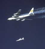 In this photo released by NASA, the X-43A 'scramjet' is released from the wing of a B-52 aircraft off the southern California coast on Tuesday