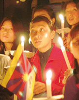 Tibeten students take out a candle light march in Sector-17, Chandigarh, on Thursday. They are demanding release of Tulku Tenzin Delek. 