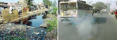 Garbage dumps dot the city and smoke-spewing vehicles are a common sight.