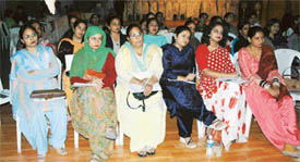 Teachers of Sacred Heart Convent School, Ludhiana, attend a craft workshop held in the school on Thursday