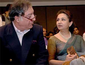 Censor board chairperson Sharmila Tagore and her husband Mansoor Ali Khan Pataudi attend the release function of Memoirs of a Rebel Princess