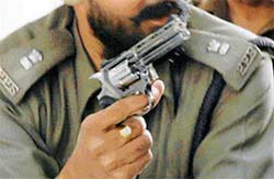 A Chinese toy pistol seized from the four persons arrested on Friday in connection with a robbery at Rishi Nagar in Ludhiana