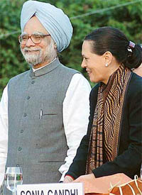 Prime Minister Manmohan Singh at a function to release the book, Two Alone, Two Together, edited by Congress President Sonia Gandhi during the ninth Indira Gandhi conference in New Delhi