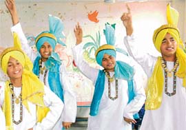 Students of Mount Carmel School present bhangra during a function organised in their school on Saturday. 
