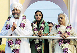 Head of the Nirankari Mission Baba Hardev Singh Ji Maharaj along with his wife and mother at the inauguration of the 57th Nirankari Sant Samagam in the Capital on Saturday. 