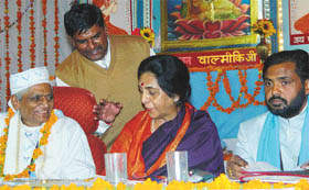 Ms Santosh Chaudhary, Chairperson of the National Safai Karamchari Commission, at a national convention of the Bharatiya Valmiki Dharam Samaj in Panchkula