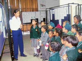 Students of Genius Public School, Sector 69, Mohali, at the Chandigarh Traffic Park in Sector 23