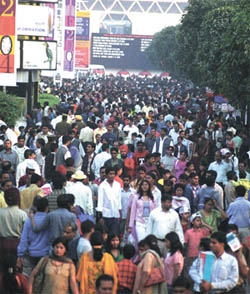 The surging crowd at the Trade Fair