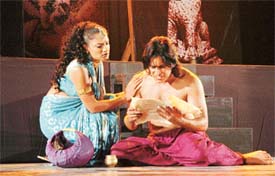 A scene from Zen Katha, which was staged at Guru Nanak Bhavan in Ludhiana