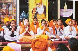 The students of Love Dale Club celebrate Gurpurb in Ludhiana on Sunday