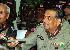 The Chief of Army Staff, Gen N.C. Vij, during the inauguration of the Dhruva Wide Band Satellite Communication Network