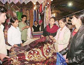 Visitors at the khadi exhibition organised by the Khadi and Village Industry Board at the Sector 34 ground in Chandigarh
