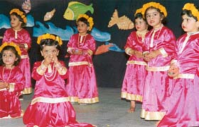 Students of St Annes Convent School, Sector 32-D, Chandigarh, perform during the annual function Medley Marvel-2004