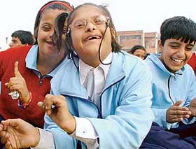 Special children enjoy Bocee, a Chinese game recently introduced for special children all over the world