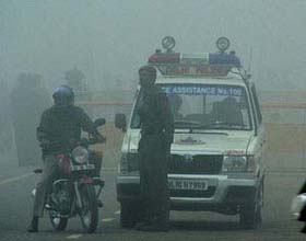 Rajpath was enveloped in dense fog on Wednesday morning