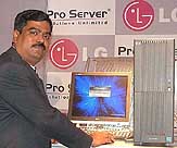 R. Manikandan, DGM, Group Head IT Products LG, launches LG Pro Server-PA105 &PA110, for the SMB segment, in New Delhi on Thursday. 