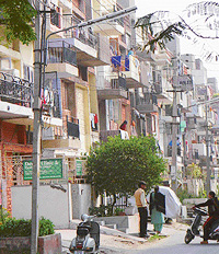 Balconies that have come up in Chandigarh Housing Board flats in Sector 45, violating an agreement with the board. 