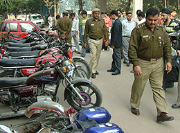 Stolen vehicles recovered from the accused at the Defence Colony police station in the Capital on Thursday.