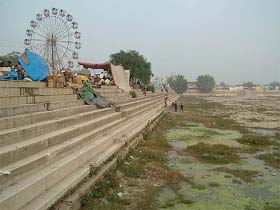 A view of the empty ‘sarovar’ of the ancient Ram Tirath temple in Amritsar