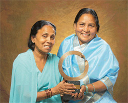 Rasheeda Bee and Champa Devi Shukla with the Goldman Environmental Prize for keeping the issue alive at both national and international levels.