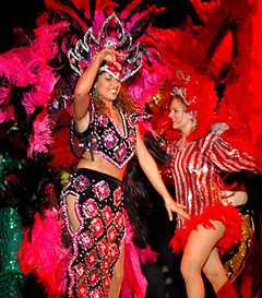 Samba dancers perform during the 75th year celebration of the British Airways in Mumbai 