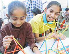 Children enjoy fun games on the concluding day of Chandigarh Carnival at Leisure Valley, Sector 10, Chandigarh, on Sunday.