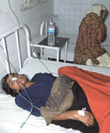 One of the family members lying in Ram Manohar Lohia Hospital in the Capital on Sunday.