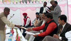Commissioner, Mr Anurag Verma, and other officers, at a khula darbar organised in Ludhiana on Sunday