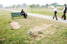A park in Sector 38-A, Chandigarh, from where four benches have been stolen. 