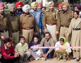 The accused arrested in connection with a drug racket in Ludhiana on Monday