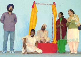 A scene from the play, Bal Bhagwan, staged at the Government College for Boys
