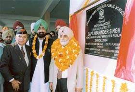 Mr S.S. Randhawa, Mr Jagmohan Singh Kang and Major General Sher Jang Rathaur at the inauguration of the Lakshmi Tara Rathaur Public School, Sialba Majri village