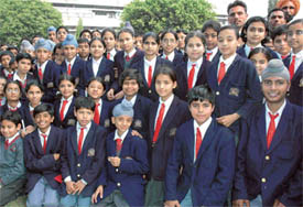 Students of DAV Public School, Rajpura pose for photograph