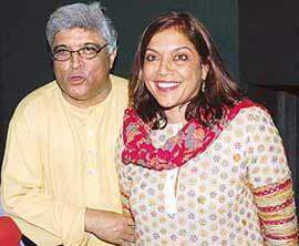 Noted lyricist Javed Akhtar with producer-director Mira Nair at the International Film Festival of India 2004 on Tuesday.