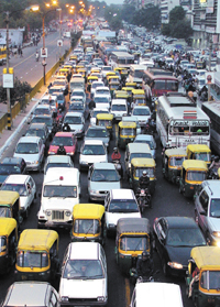 The traffic jam near the ITO crossing caused by rallies and dharnas held in the Capital on the first day of the winter session of Parliament on Wednesday. 