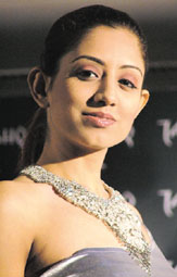 A model exhibits an award winning entry of Tanishq, selected for the Diamonds Vivaha Collection 2004, at a fashion show in the Capital.