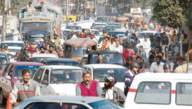 Traffic snarls were seen following the procession carrying the Indo-Pak Games-2004 torch in Ludhiana on Friday