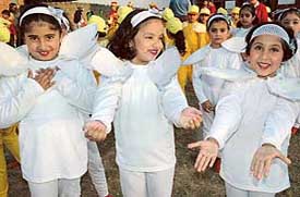 Students of Carmel Convent School, Sector 9, perform at the annual function of primary section on the school premises on Saturday